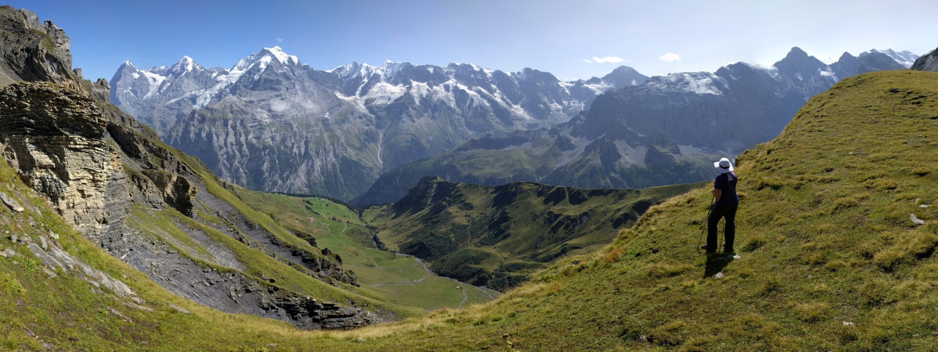 View of the Alps from above the Lauterbrunnen Valley, Switzerland