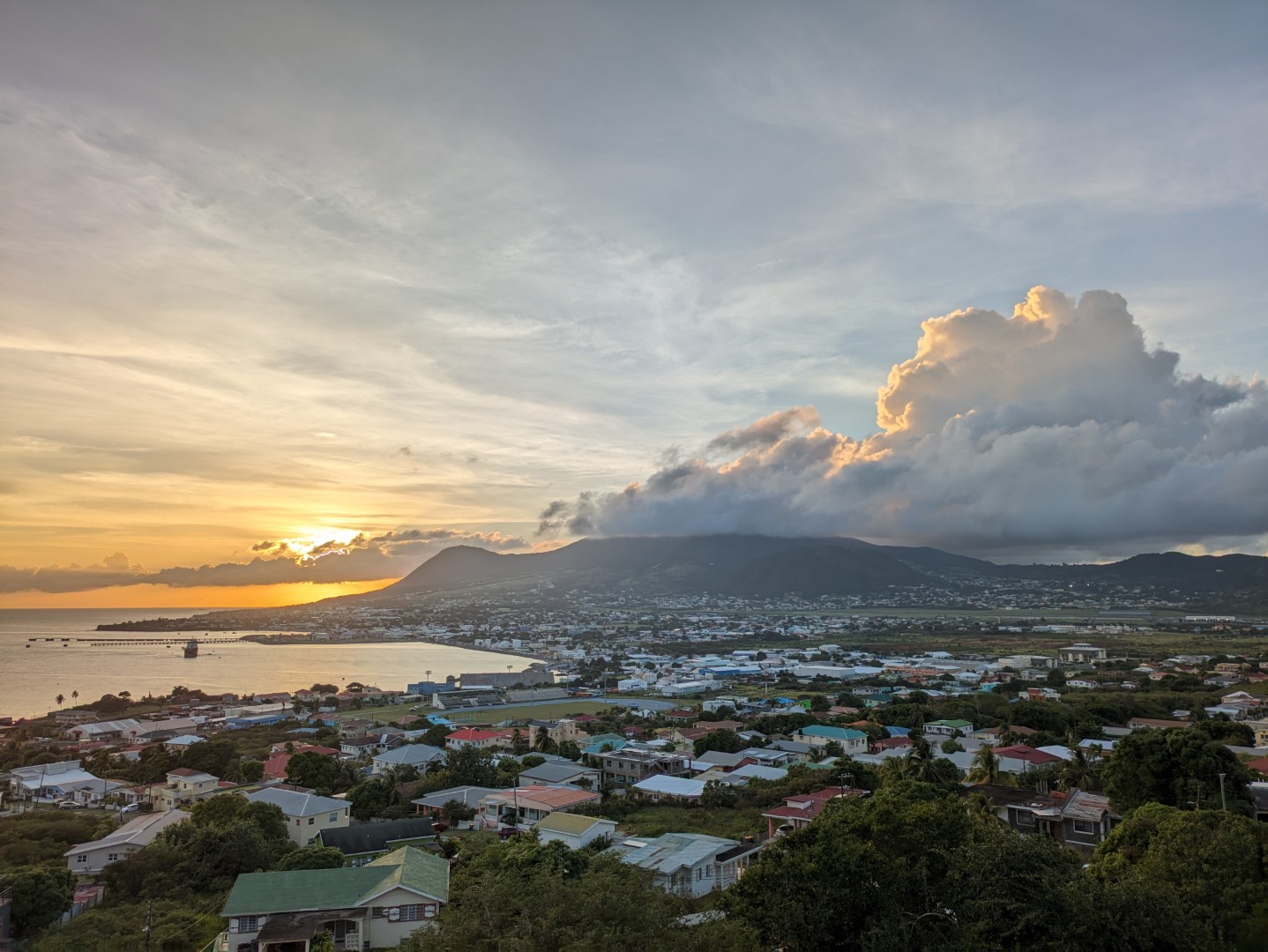 View of Basseterre St. Kitts at sunset